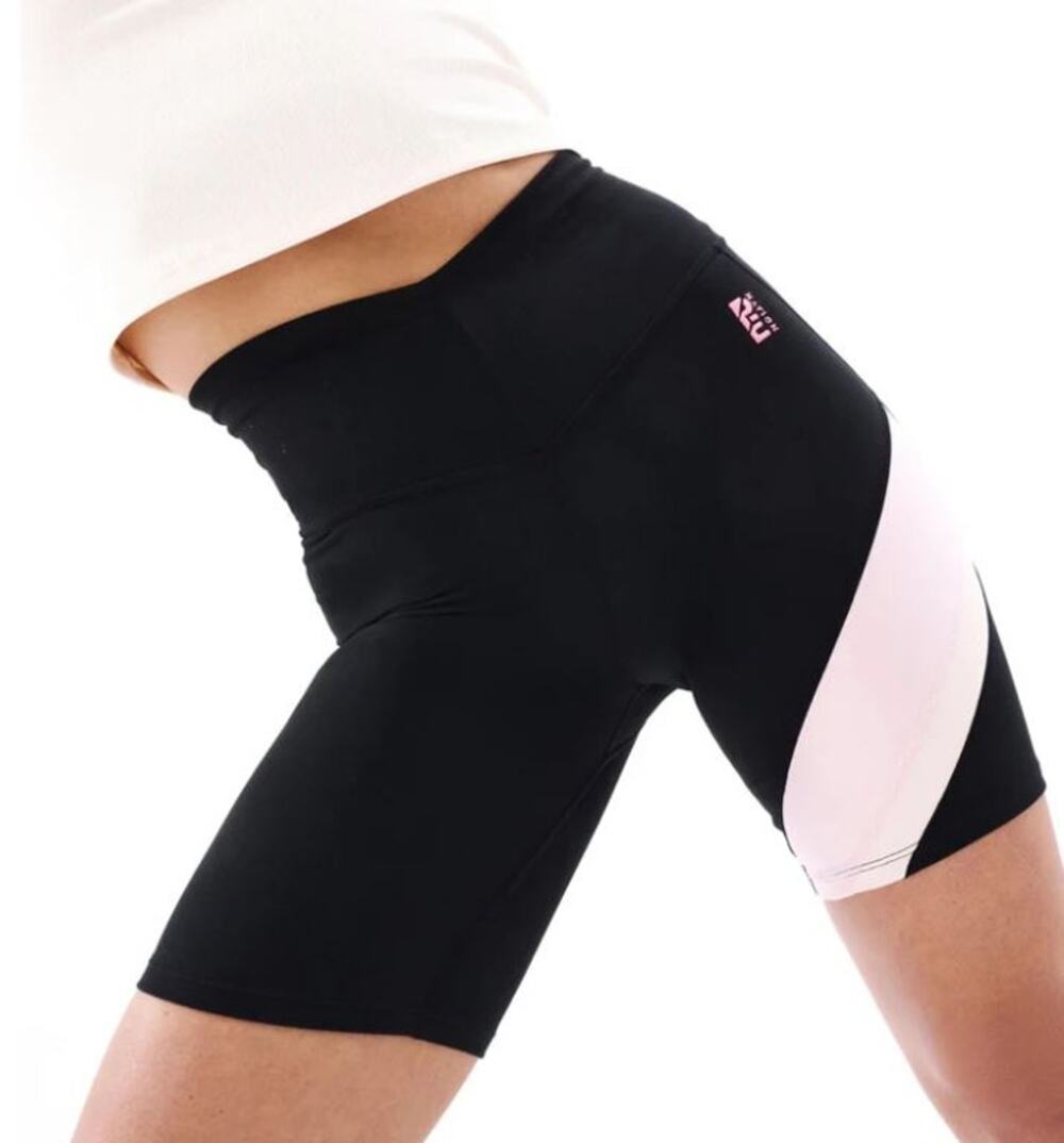 NWT P.E Nation Studio Soft Sprint Time Bike Shorts Black Pink White Stripe XS